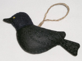 Wool Felt Common Grackle Bird Ornament