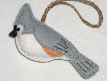 Wool Felt Tufted Titmouse Bird Ornament