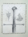 Anduril, Evenstar and Leaf Pin Pencil Drawing in Mat