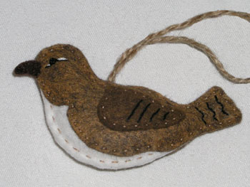 Wool Felt House Wren Bird Ornament