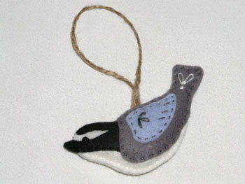 Wool Felt White-breasted Nuthatch Bird Ornament