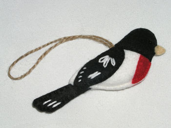 Wool Felt Rose-breasted Grosbeak Bird Ornament