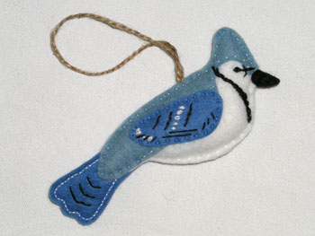 Wool Felt Blue Jay Bird Ornament